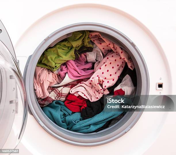 Laundry Before Washing Stock Photo - Download Image Now - Washing Machine, Full, Clothing