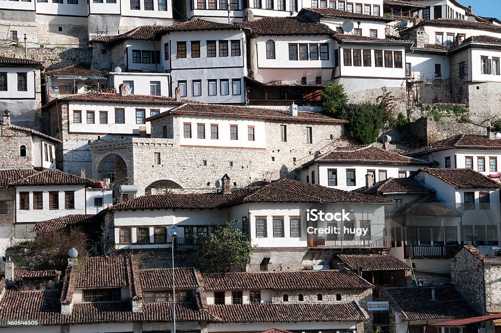 Berat, city of a thousand windows Old town of Berat is known to Albanians as "The City of a Thousand Windows". Albania Stock Photo