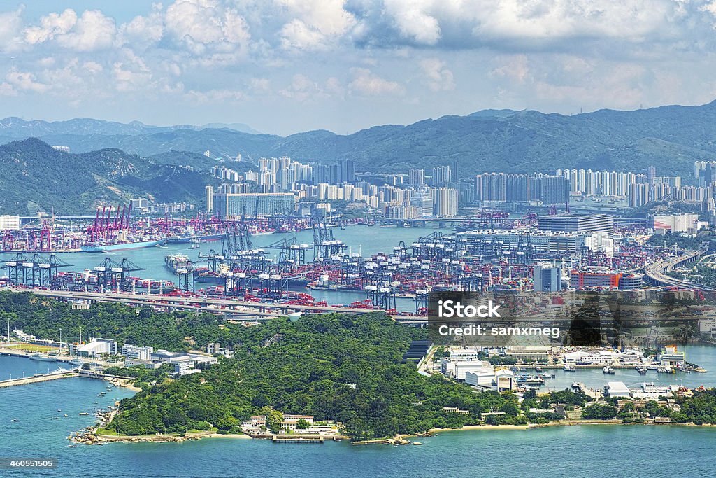 Container Terminals Kwai Tsing Hong Kong - Foto de stock de Azul royalty-free