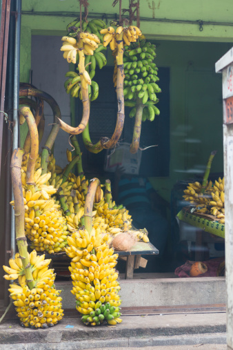 banana shop on the street market, Colombo, Sri Lanka 