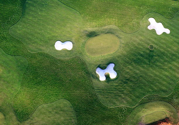 Aerial shot of the golf course stock photo