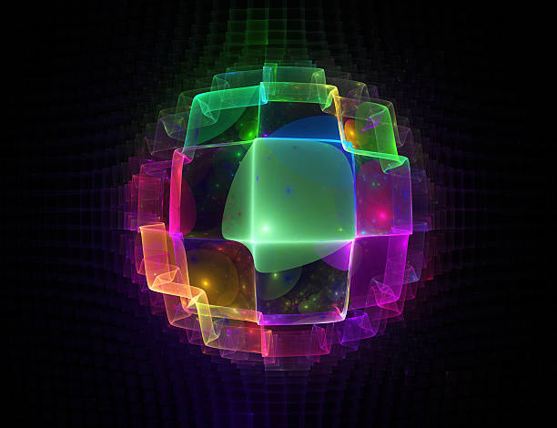 istock Digital image of a glowing multicolored neon sphere 460581859