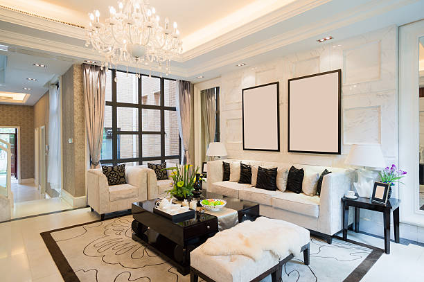 luxury living room stock photo