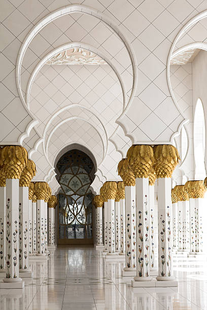 istock Beautiful white muslim church interior, passageway 460588097