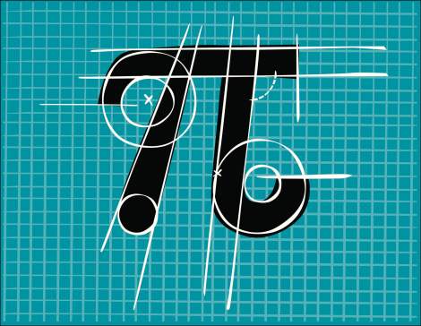 Number Pi, drawn on a grid