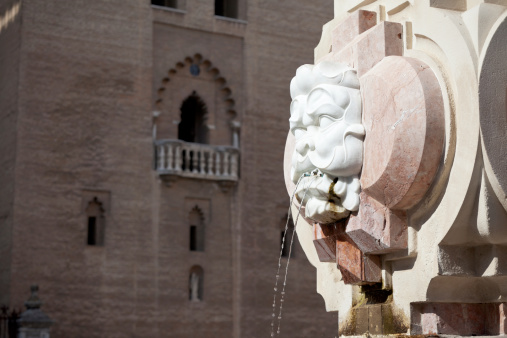 Fountain sculpture, Sevilla, Spain. Horizontal shot