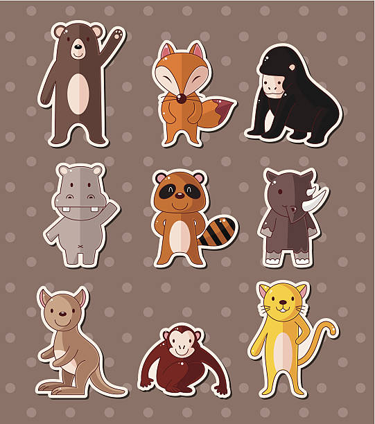 naklejki zwierząt - animal doodle bear kangaroo stock illustrations