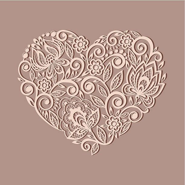 illustrations, cliparts, dessins animés et icônes de silhouette du coeur symbole décorées avec motif fleuri - ornate swirl heart shape beautiful