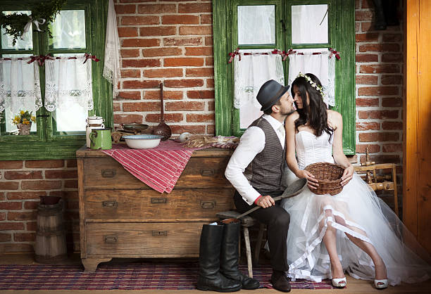 Beautiful bride and their country style wedding