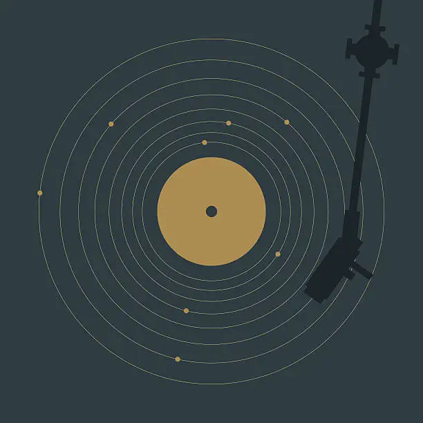 Vector illustration of Vinyl and solar system