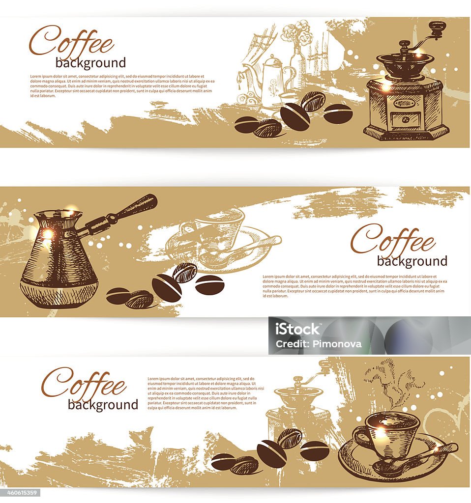 Banner set of vintage coffee backgrounds Menu for restaurant, cafe, bar, coffeehouse Coffee Cup stock vector