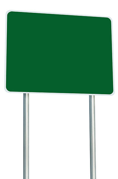 istock Blank Green Road Sign Isolated, Large Perspective Copy Space 460619095