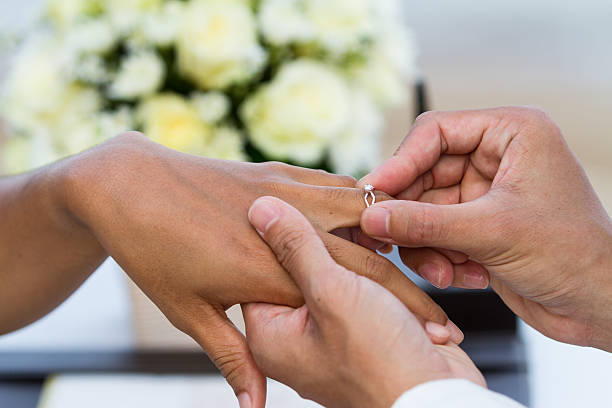 istock Hand of the groom and bride 460637663