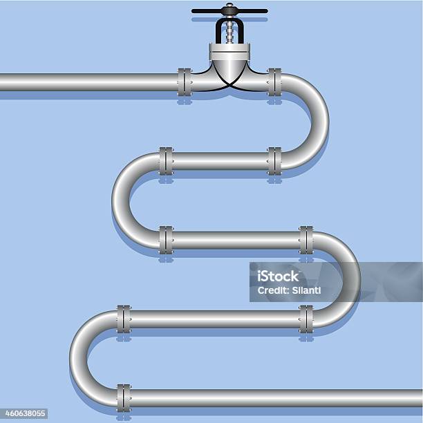 Pipeline Sur Un Fond Bleu Vecteurs libres de droits et plus d'images vectorielles de Tuyauterie - Tuyauterie, Zigzag, Conduite d'eau