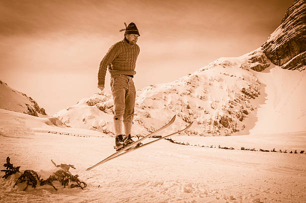istock Retro Ski Jumper in Mid-air 460640793