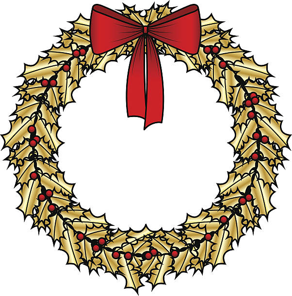 ilustrações, clipart, desenhos animados e ícones de holly coroa de flores - christmas holly frame ivy