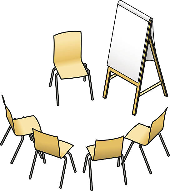 präsentation/workshop - learning education chair circle stock-grafiken, -clipart, -cartoons und -symbole