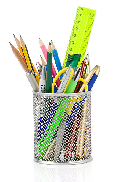 istock holder basket and office supplies 460679065