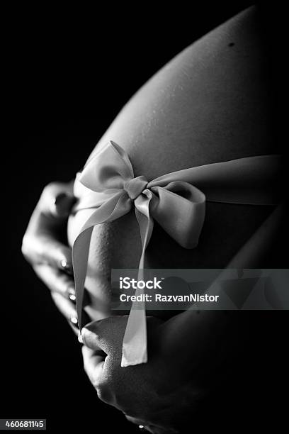 Waiting Baby Stock Photo - Download Image Now - Abdomen, Adult, Black Background
