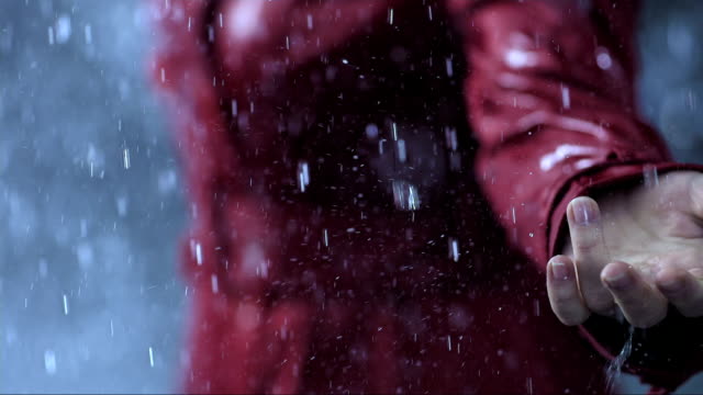 Raindrops Falling On A Hand (Super Slow Motion)