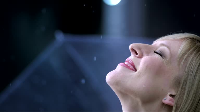 Face Is Falling Raindrops Falling On Face