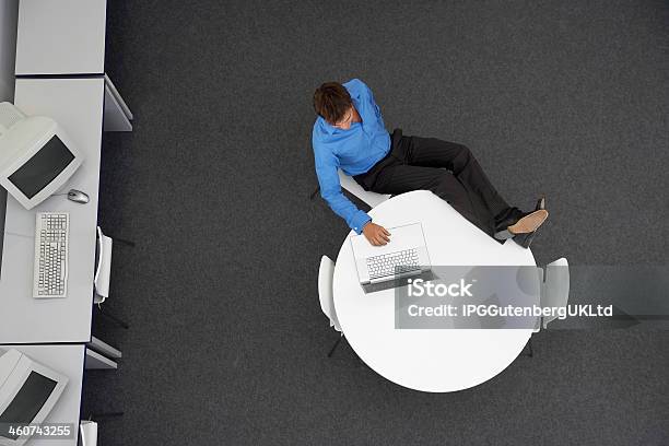 Businessman Using Laptop In Computer Room Stock Photo - Download Image Now - Accessibility, Adult, Business