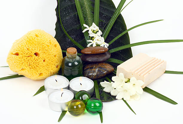 istock Accessories for spa with flowers of jasmine 460744641