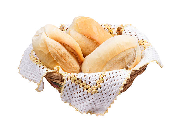 три хлеб в wicker basket - french loaf стоковые фото и изображения