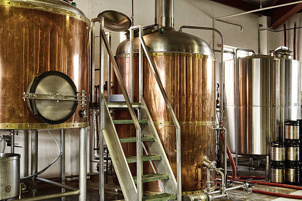 Brewery Interior views of small micro brewery processing and storage vat stock pictures, royalty-free photos & images