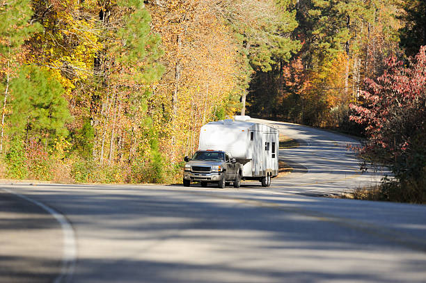 istock Rv on autumn winding road 460759451