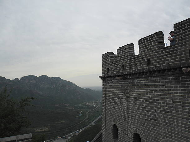 Great Wall of China in Mutianyu, Beijing. Shot in black and white, monochromatic