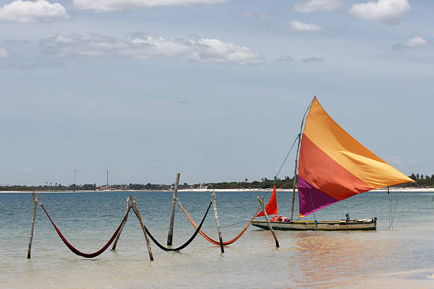 istock beautiful sail boat and hammocks at Jericoacoara, Brazil 460764803