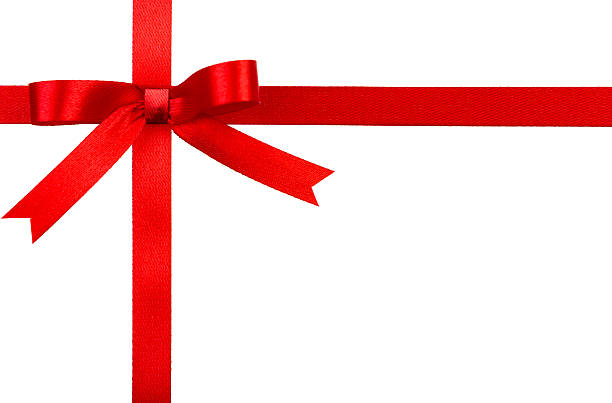 istock Shiny red ribbon on white background with copy space 460766567