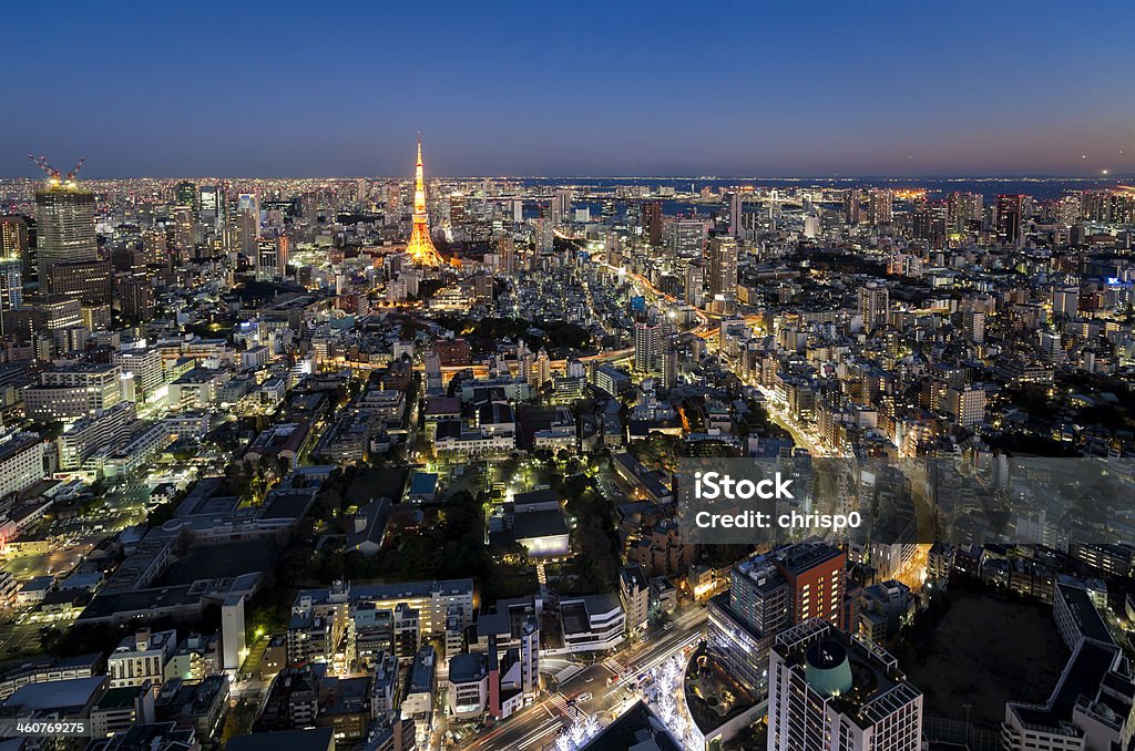 Vista aérea de Tóquio ao Anoitecer - Royalty-free Alto - Descrição Física Foto de stock