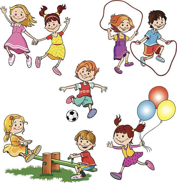 Vector illustration of Children at Play