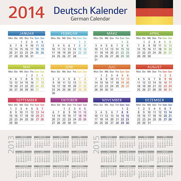 niemiecki kalendarz/deutsch kalender 2014 r. - 2013 2014 personal organizer calendar stock illustrations