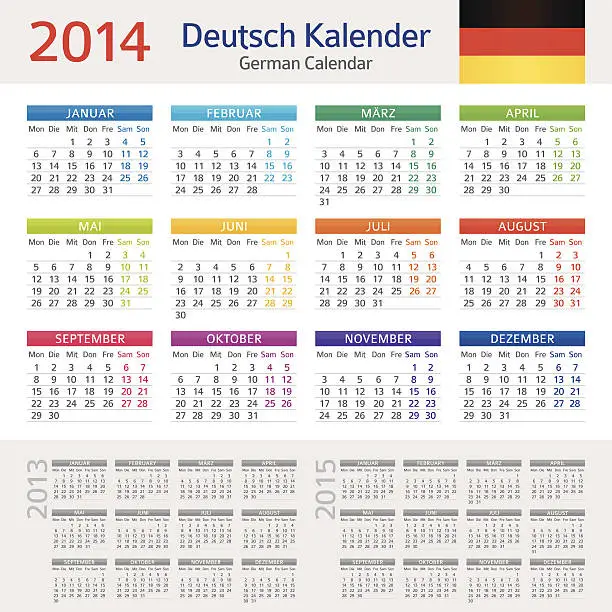 Vector illustration of German Calendar / German Calendar 2014