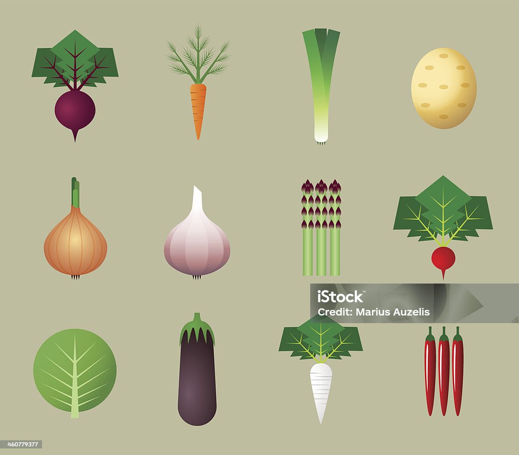 Plat icônes de légumes - clipart vectoriel de Illustration libre de droits