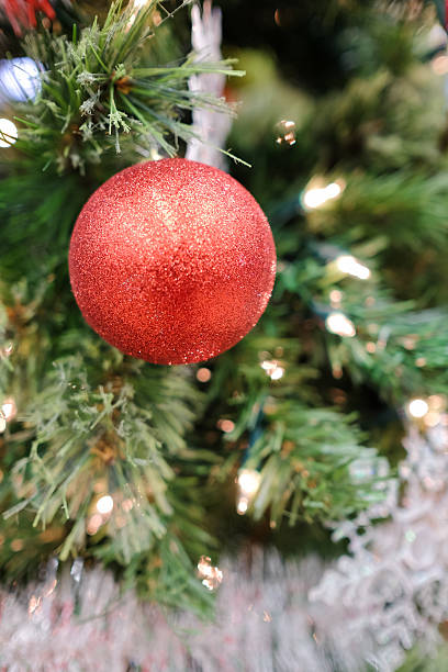 Christmas decorations on a tree stock photo