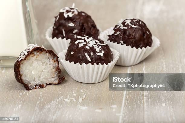 Coconut Milk Rice Truffles With Shredded Coconuts Stock Photo - Download Image Now - Cacao Fruit, Candy, Chocolate