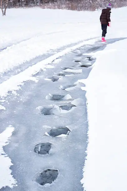 Photo of icy footprints