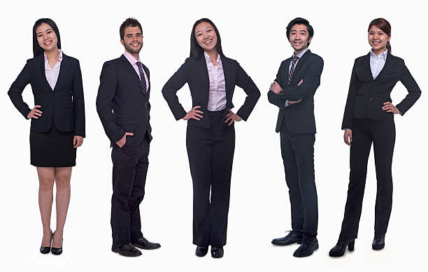 cinco sorridente businesswomen e empresário - chinese ethnicity latin american and hispanic ethnicity multi ethnic group business person imagens e fotografias de stock