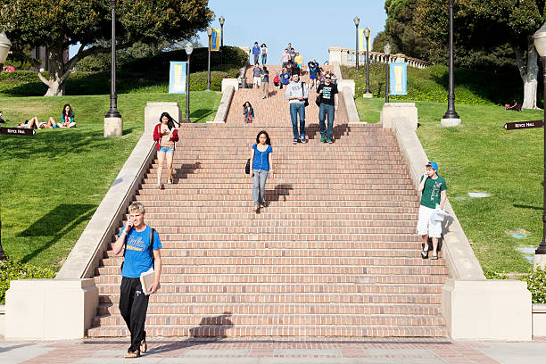 University of California, Los Angeles Los Angeles, California, USA - June 13, 2012. The location is University of California, Los Angeles. Large groups of students walking down the stairs. ucla photos stock pictures, royalty-free photos & images