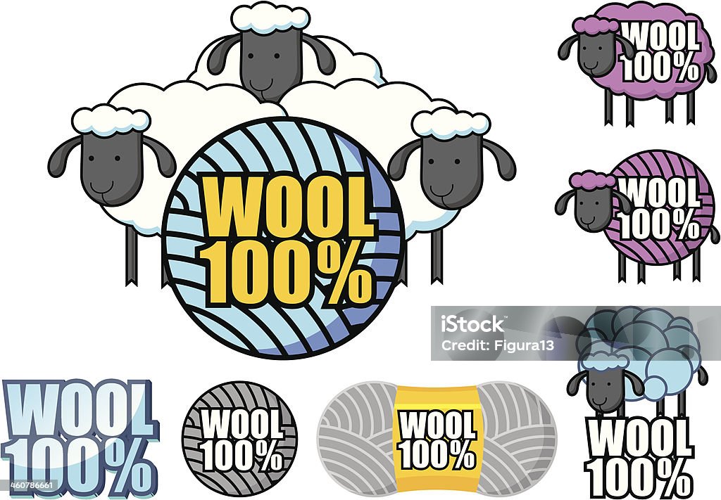 Emblem of wool sheep Emblem depicting sheep and the words 100% wool Animal stock vector