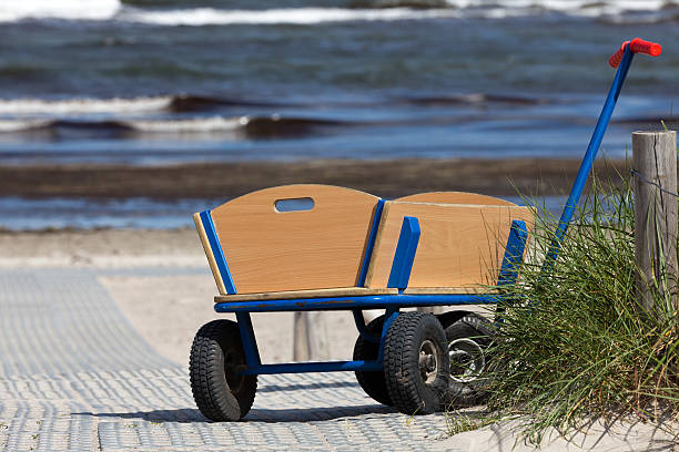istock Lonely handcart standing on the way by beach 460795601