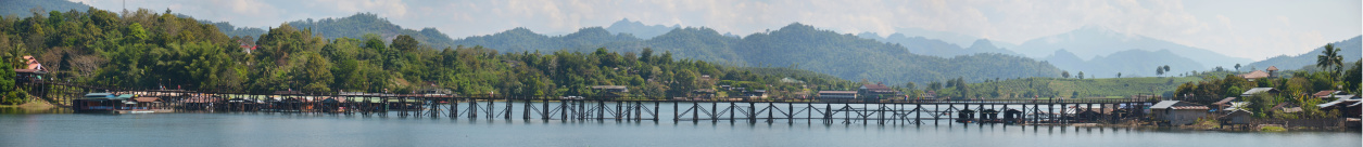 \nThe wood Mon bridge is the longest wooden bridge in Thailand has a length of 850 meters and is the second longest wooden bridge in the world after Ulrich Beck wooden bridge in Myanmar. A bridge over the river Tsonga, Maria Lu, Kanchanaburi.\n\nWooden Mon Bridge it is the longest wooden bridge in Thailand and it was built for comfortable transportation of people living in Sangkhlaburi and Mon Villagers. Nowadays the bridge is closed for vehicles but you can still walk over the wooden bridge. The bridge is a popular place to see an unforgettable sunset or sunrise at the dam. You also can take a bath like the Mon kids.