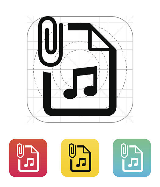 feste audio-datei-icon. - paper clip audio stock-grafiken, -clipart, -cartoons und -symbole