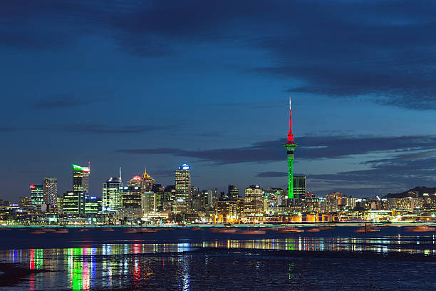 Auckland City at night stock photo