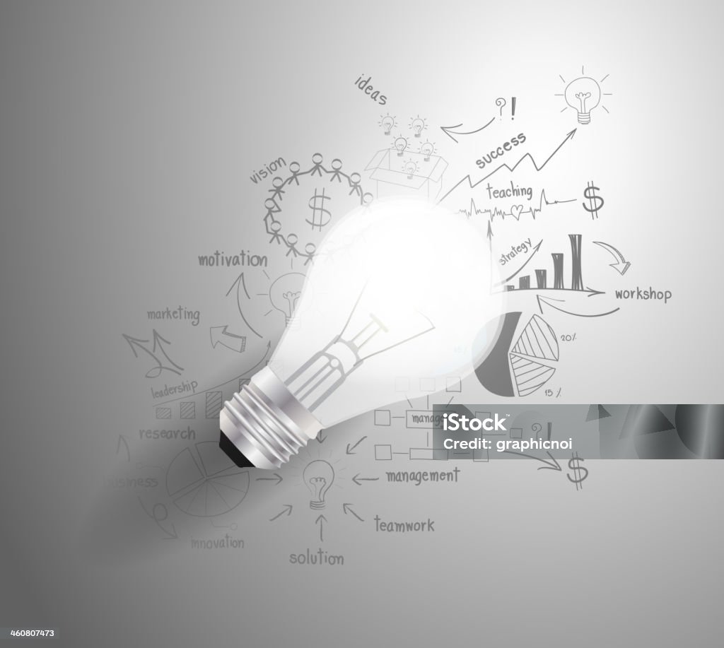 Light bulb with drawing business success strategy plan idea Light bulb with drawing business success strategy plan idea, Inspiration concept modern design template workflow layout, diagram, step up options, Vector illustration Teaching stock vector