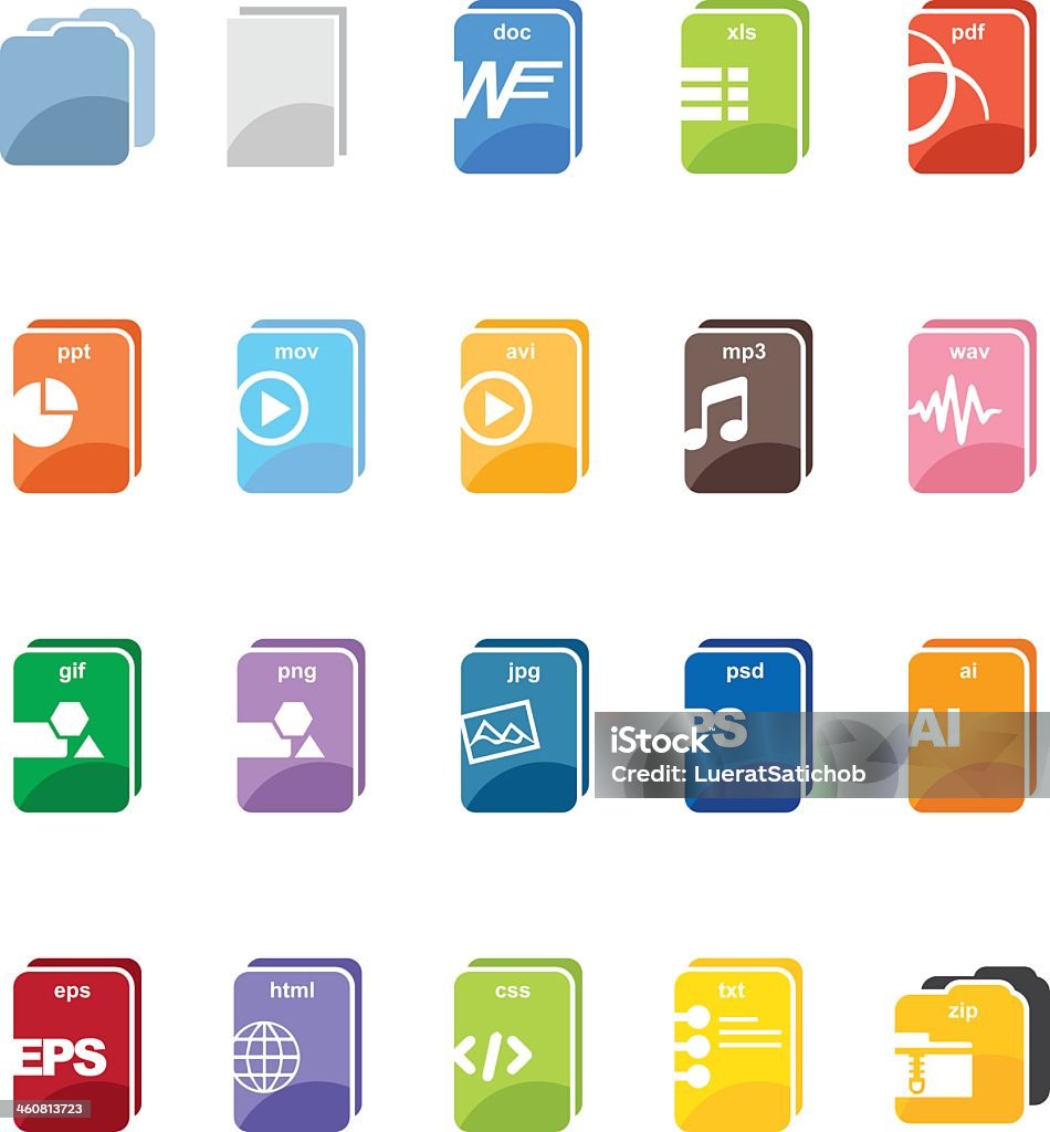 File type computer color harmony icons File type computer  icons set - Illustration EPS 10 File Folder stock vector